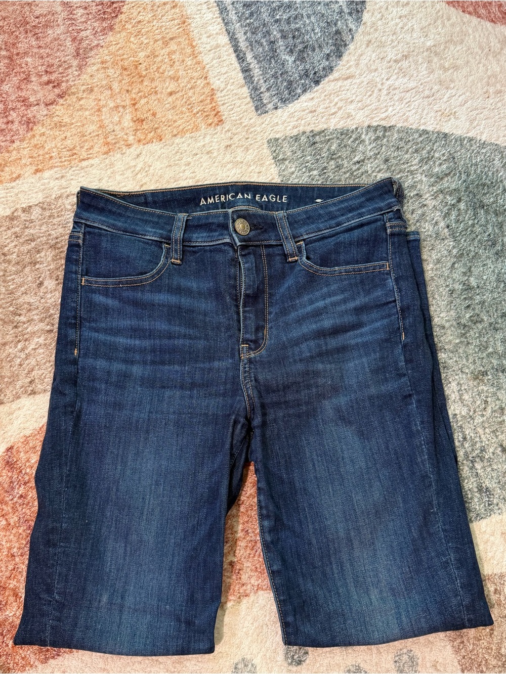 American Eagle Outfitters Dark Blue Denim Ankle-Length Bermuda Shorts